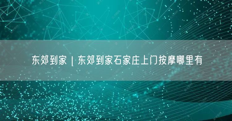东郊到家｜东郊到家石家庄上门按摩哪里有